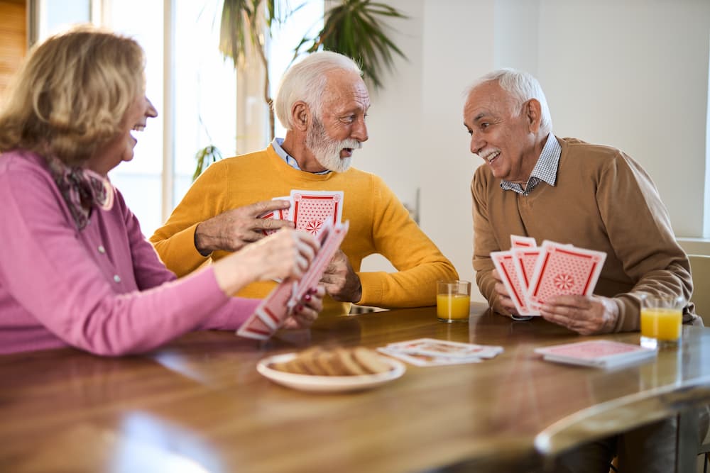 seniors engaging in indoor fun